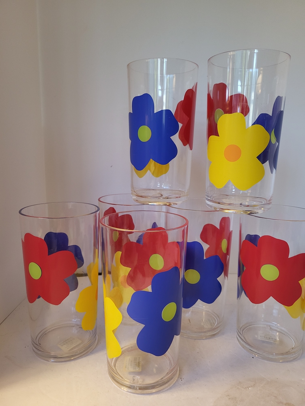 Crate&Barrel Poppy Acrylic Cooler Glasses Set/7 NWT